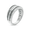 Thumbnail Image 2 of Men's 1 CT. T.W. Square-Cut Diamond Five Stone Wedding Band in 14K White Gold with Black Rhodium