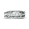 Thumbnail Image 3 of Men's 1 CT. T.W. Square-Cut Diamond Five Stone Wedding Band in 14K White Gold with Black Rhodium
