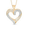 Thumbnail Image 1 of 1/2 CT. T.W. Baguette and Round Diamond Double Swirl Ribbon Heart Pendant in 10K Gold