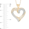 Thumbnail Image 4 of 1/2 CT. T.W. Baguette and Round Diamond Double Swirl Ribbon Heart Pendant in 10K Gold