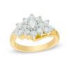 Thumbnail Image 1 of 1-1/6 CT. T.W. Diamond Sunburst Ring in 10K Gold