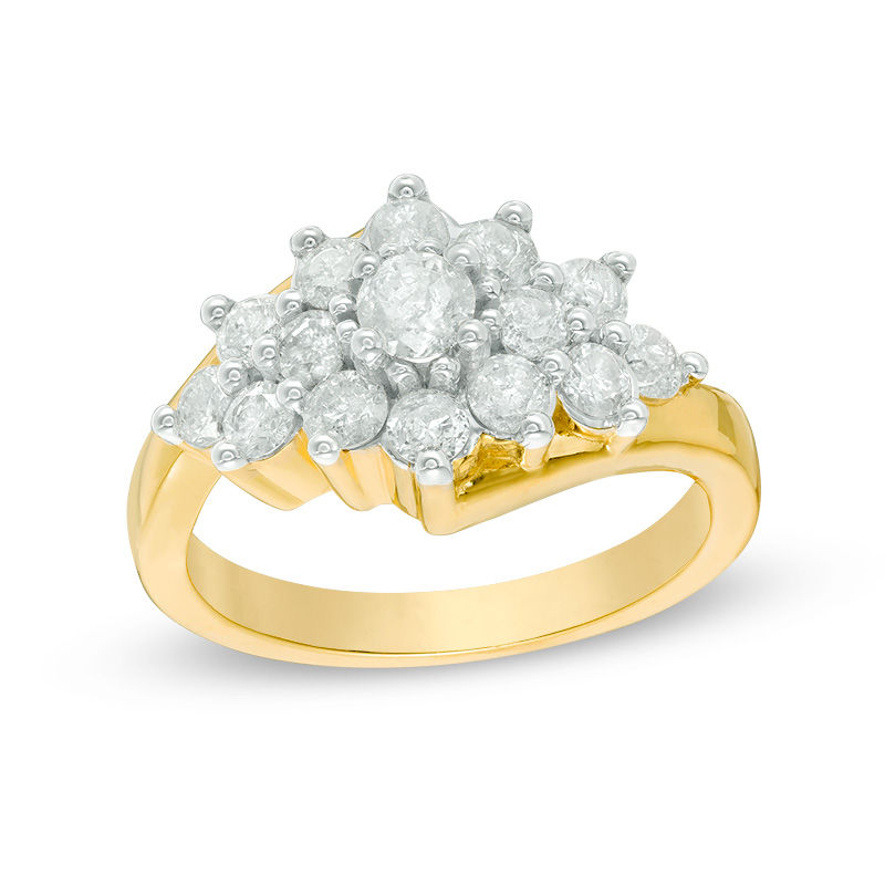 Main Image 2 of 1-1/6 CT. T.W. Diamond Sunburst Ring in 10K Gold