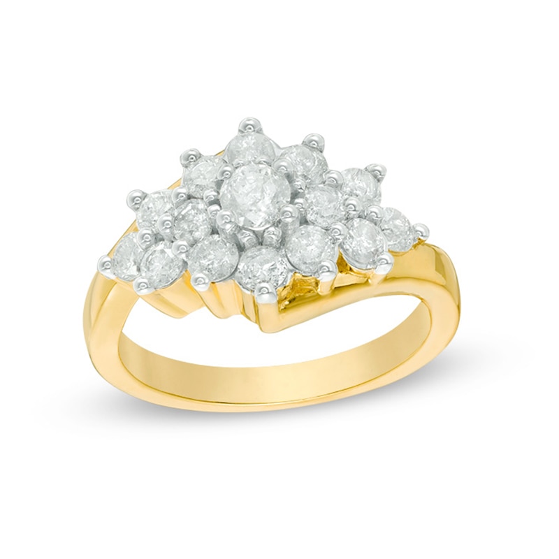 Main Image 1 of 1-1/6 CT. T.W. Diamond Sunburst Ring in 10K Gold