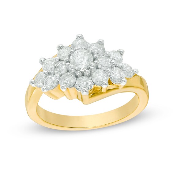 1-1/6 CT. T.w. Diamond Sunburst Ring in 10K Gold