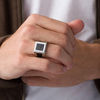 Thumbnail Image 1 of Men's 1/6 CT. T.W. Enhanced Black Composite Diamond Signet Ring in Stainless Steel