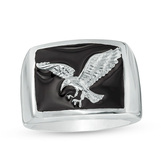 Men's Eagle Ring in Stainless Steel with Black IP Zales