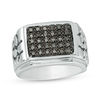 Men's 1/2 CT. T.W. Enhanced Black Composite Diamond Signet Ring in Sterling Silver