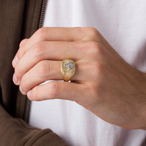 Masonic Signet Ring in 10K Two-Tone Gold