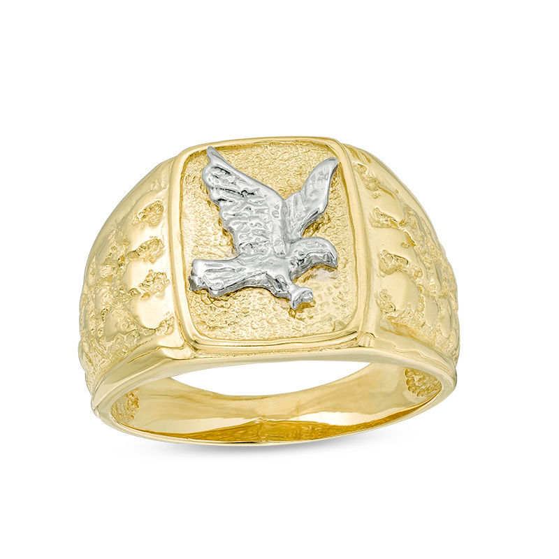 Men's Eagle Rectangular Signet Ring in 10K Gold