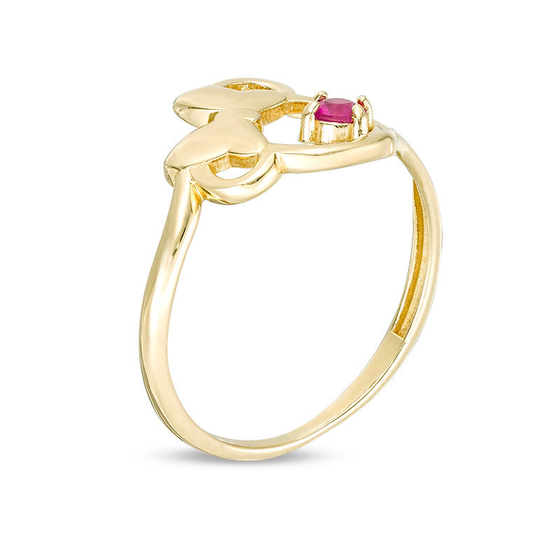 Child's Disney Twinkle Tilted Minnie Mouse Ruby Ring in 14K Gold - Size 4