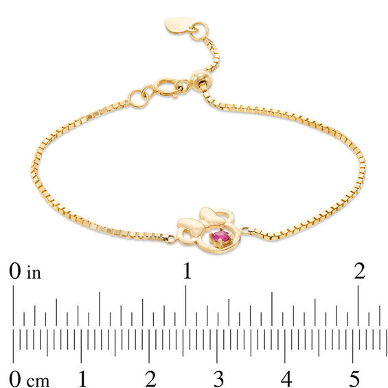 Childâs Disney Twinkle Tilted Minnie Mouse Ruby Bolo Bracelet in 14K Gold - 6.0"