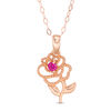 Thumbnail Image 1 of Child's Disney Twinkle Belle Ruby Beaded Rose Pendant in 14K Gold - 13"