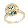 Thumbnail Image 1 of Enchanted Disney Jasmine Blue Topaz and 1/10 CT. T.W. Diamond Cage Ring in 14K Gold