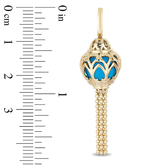 Enchanted Disney Jasmine Blue Topaz and 1/10 CT. T.w. Diamond Cage Drop Earrings in 14K Gold