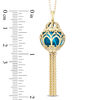 Thumbnail Image 1 of Enchanted Disney Jasmine Blue Topaz and 1/10 CT. T.W. Diamond Cage Pendant in 14K Gold - 19"