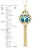 Thumbnail Image 2 of Enchanted Disney Jasmine Blue Topaz and 1/10 CT. T.W. Diamond Cage Pendant in 14K Gold - 19"