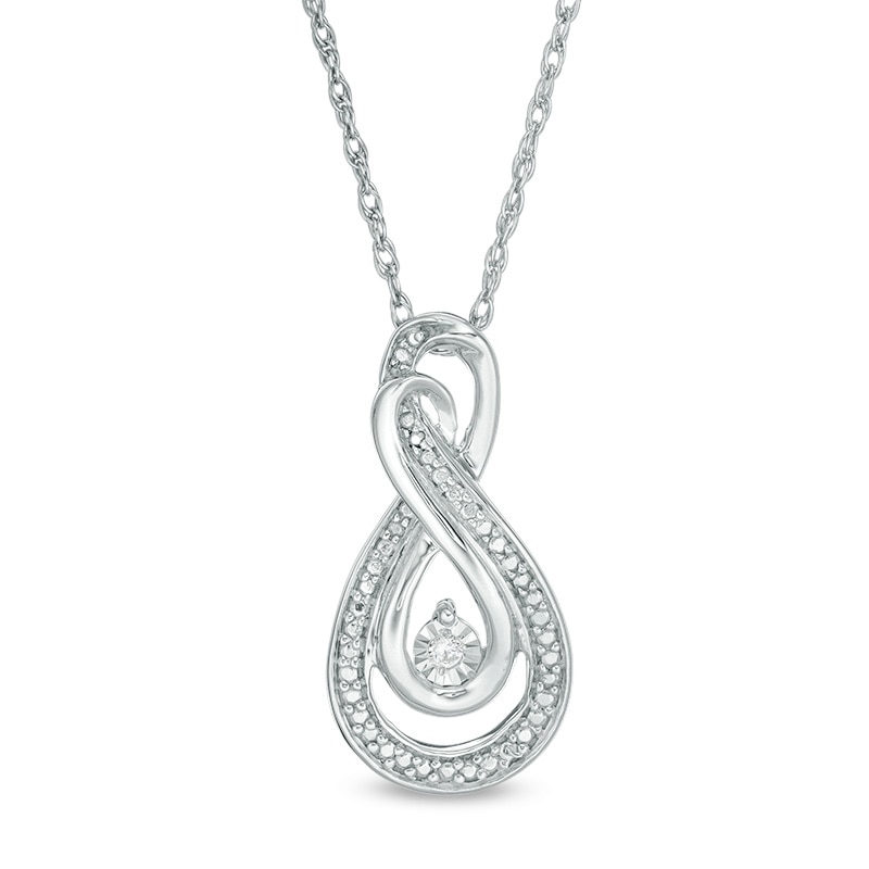 Main Image 1 of Diamond Accent Looped Infinity Pendant in Sterling Silver