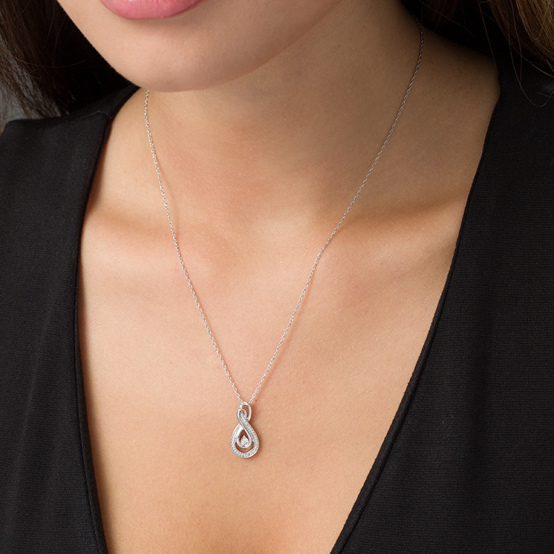 Main Image 2 of Diamond Accent Looped Infinity Pendant in Sterling Silver