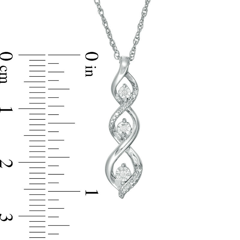 Diamond Accent Three Stone Flame Twist Pendant in Sterling Silver