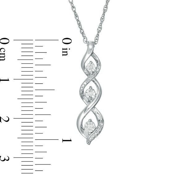 Diamond Accent Three Stone Flame Twist Pendant in Sterling Silver