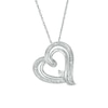 Thumbnail Image 1 of Diamond Accent Tilted Double Heart Outline Pendant in Sterling Silver