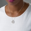 Thumbnail Image 2 of Diamond Accent Tilted Double Heart Outline Pendant in Sterling Silver