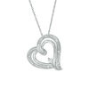 Thumbnail Image 0 of Diamond Accent Tilted Double Heart Outline Pendant in Sterling Silver