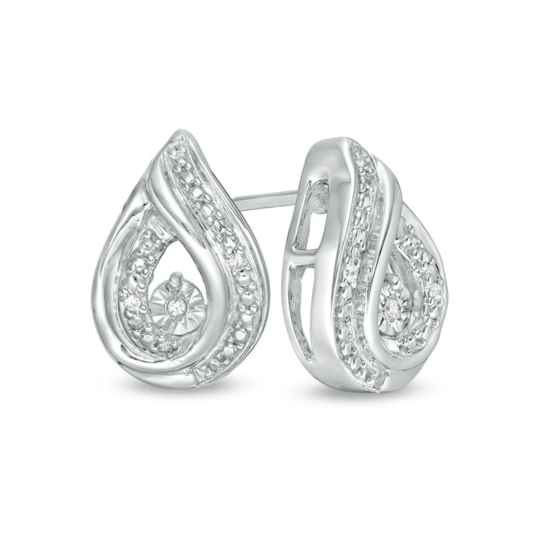 Main Image 1 of Diamond Accent Teardrop Stud Earrings in Sterling Silver