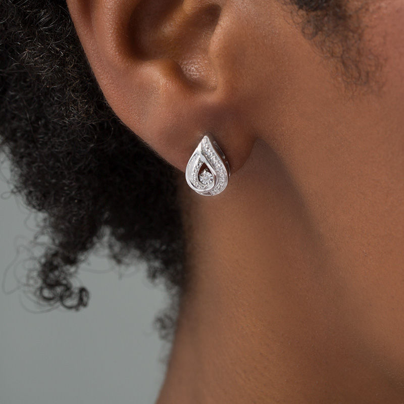 Main Image 2 of Diamond Accent Teardrop Stud Earrings in Sterling Silver