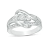 Thumbnail Image 1 of Diamond Accent Three Stone Bypass Ring in Sterling Silver