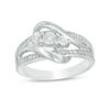 Thumbnail Image 0 of Diamond Accent Three Stone Bypass Ring in Sterling Silver