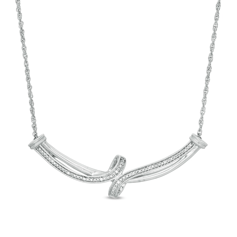 Main Image 1 of 1/20 CT. T.W. Diamond Bypass Necklace in Sterling Silver