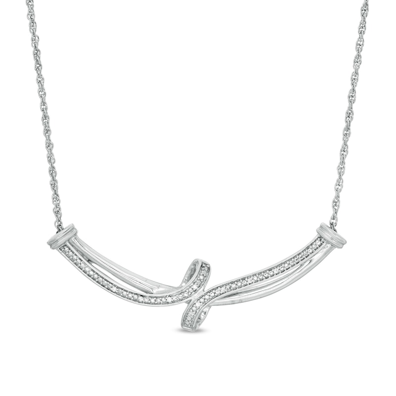 1/20 CT. T.W. Diamond Bypass Necklace in Sterling Silver