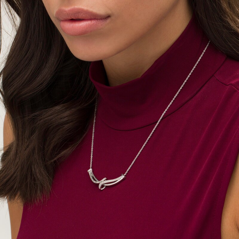 Main Image 2 of 1/20 CT. T.W. Diamond Bypass Necklace in Sterling Silver