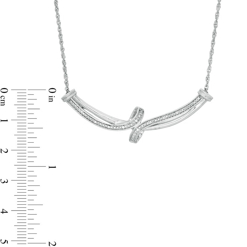 Main Image 3 of 1/20 CT. T.W. Diamond Bypass Necklace in Sterling Silver