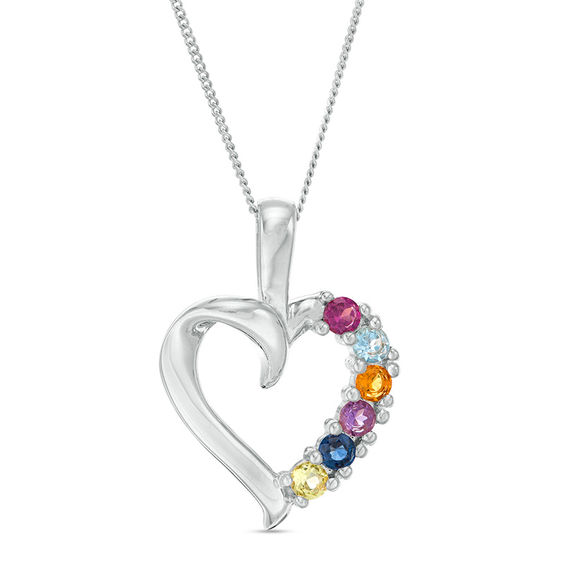 Custom 925 Sterling Silver One Birthstone Heart Necklace - LemonsAreBlue