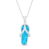 Thumbnail Image 1 of Lab-Created Blue Opal and White Sapphire Flip Flop Pendant in Sterling Silver