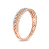 Thumbnail Image 2 of 1/15 CT. T.W. Diamond Criss-Cross Vintage-Style Anniversary Band in 10K Rose Gold