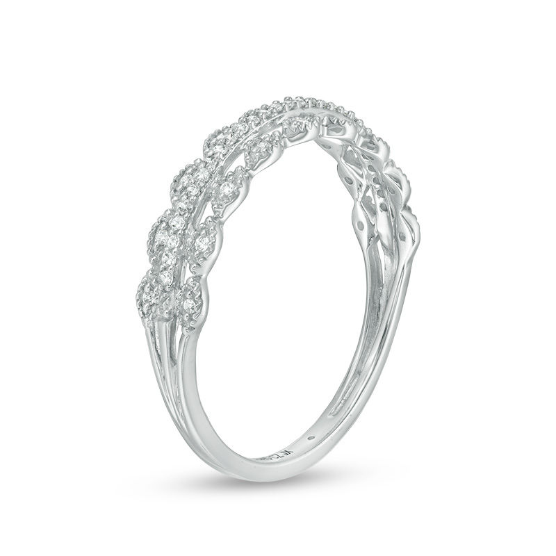 Main Image 2 of 1/15 CT. T.W. Diamond Scallop-Edged Multi-Row Vintage-Style Anniversary Band in 10K White Gold