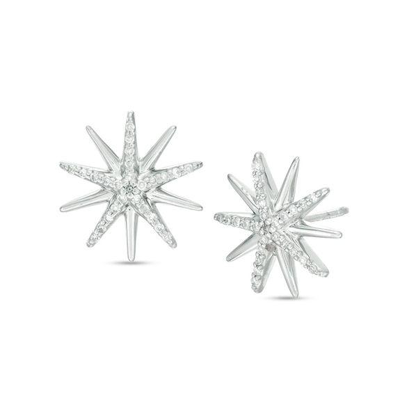1/6 CT. T.W. Diamond Starburst Stud Earrings in Sterling Silver | Zales