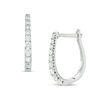 Thumbnail Image 1 of 1/4 CT. T.W. Certified Diamond Hoop Earrings in 14K White Gold (H/I1)