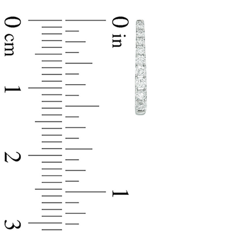 Main Image 3 of 1/4 CT. T.W. Certified Diamond Hoop Earrings in 14K White Gold (H/I1)