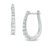 Thumbnail Image 1 of 1/2 CT. T.W. Certified Diamond Hoop Earrings in 14K White Gold (H/I1)