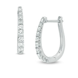 1/2 CT. T.W. Certified Diamond Hoop Earrings in 14K White Gold (H/I1)