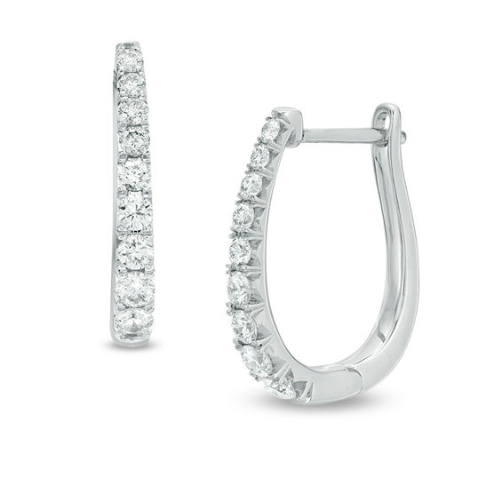 Diamond earrings hoops white gold discount