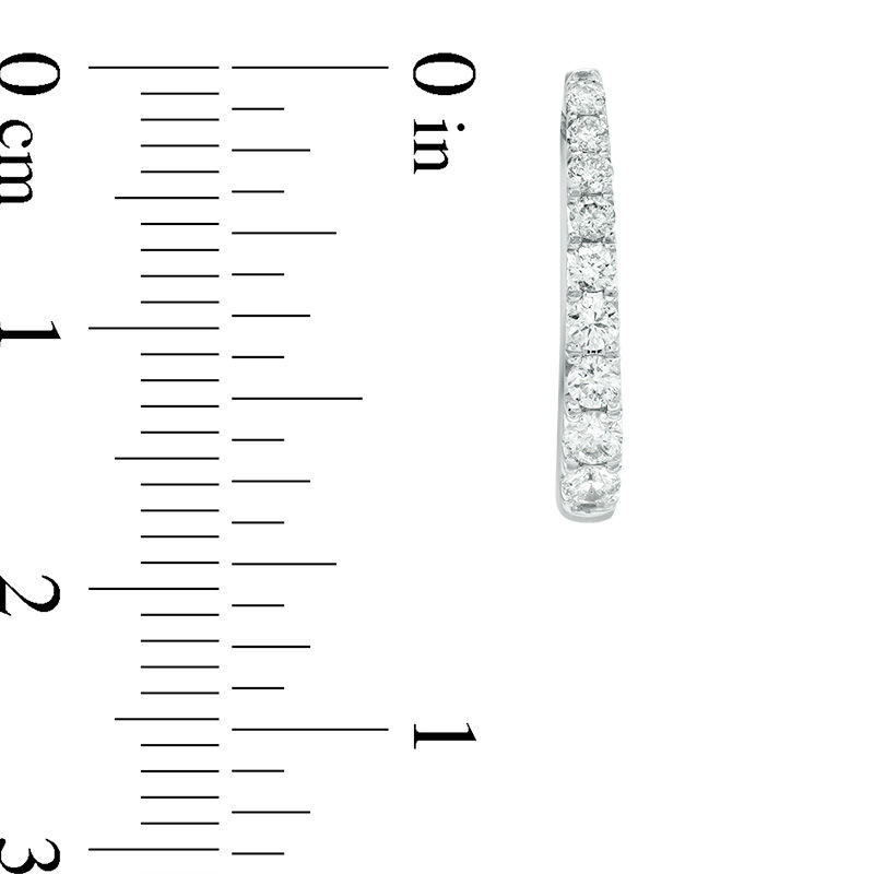 Main Image 3 of 1/2 CT. T.W. Certified Diamond Hoop Earrings in 14K White Gold (H/I1)