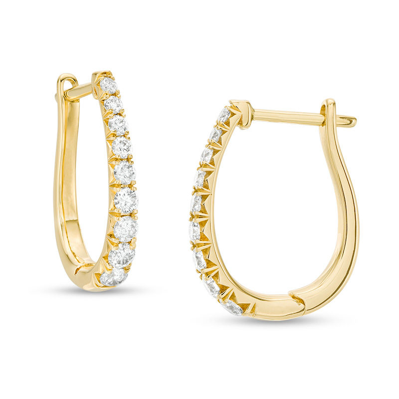 Main Image 1 of 1/2 CT. T.W. Certified Diamond Hoop Earrings in 14K Gold (H/I1)