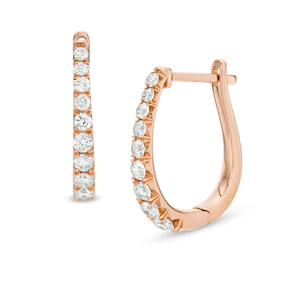 1/2 CT. T.w. Certified Diamond Hoop Earrings in 14K Rose Gold (H/I1)