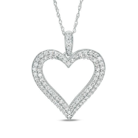 1/2 CT. T.w. Diamond Heart Outline Pendant in 10K White Gold