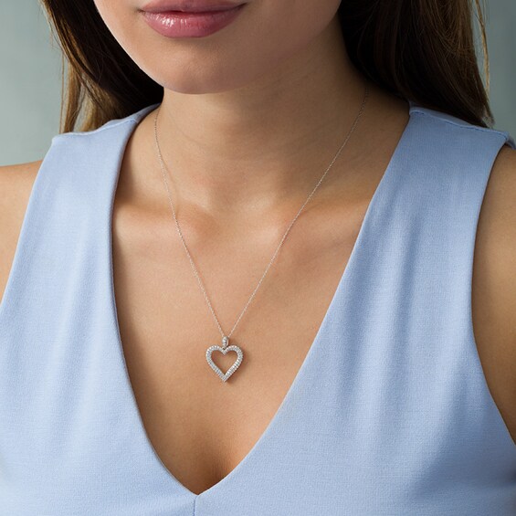 1/2 CT. T.w. Diamond Heart Outline Pendant in 10K White Gold